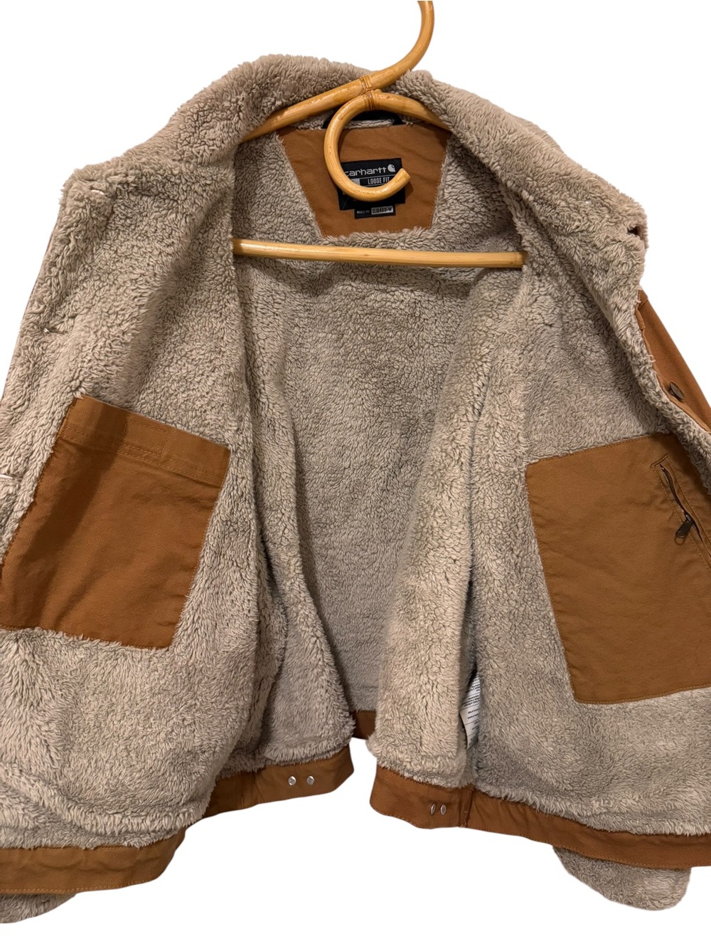 Carhartt Sherpa Lined Loose Fit Jacket 2X Brown Duck Canvas Work Coat - Picture 2 of 8